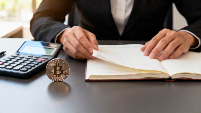 比特币记账 商务人士办公场景图片