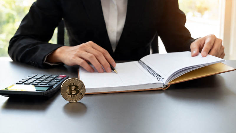 比特币记账 商务人士办公场景图片