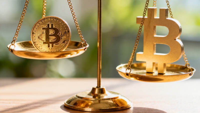 比特币天平 价值权衡象征图片