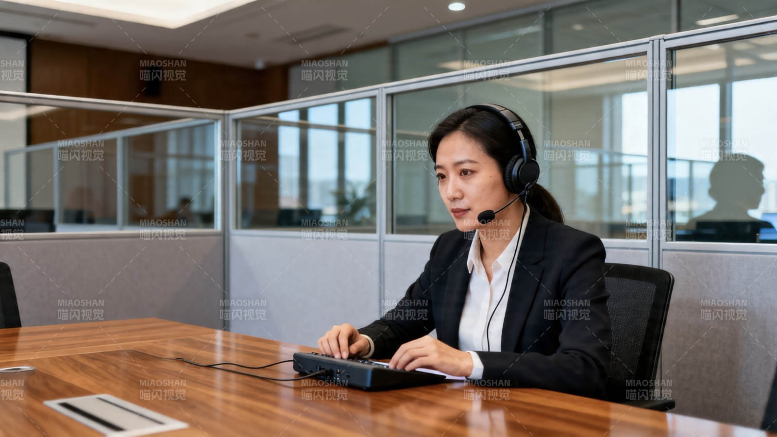 客服专员专注工作场景图片
