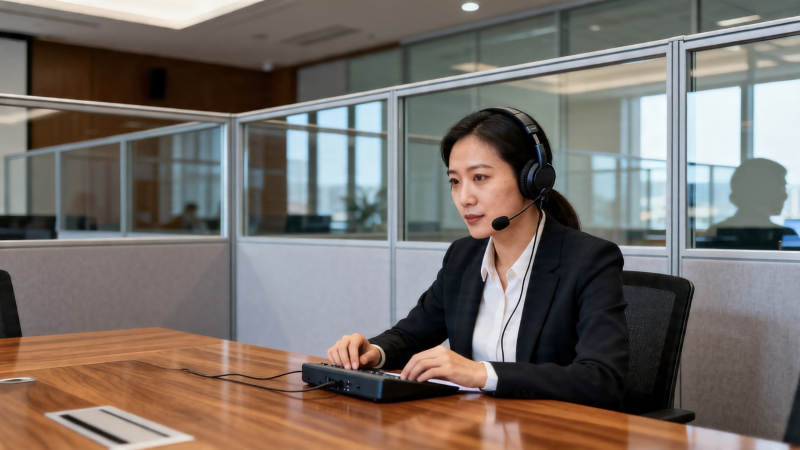 客服专员专注工作场景图片