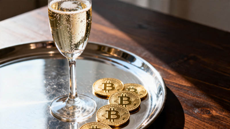 香槟配比特币 奢华新潮流图片