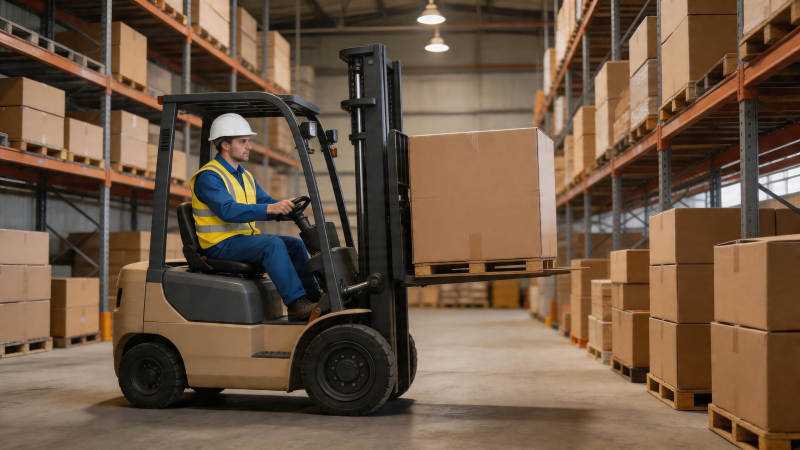 叉车工仓库运货忙图片