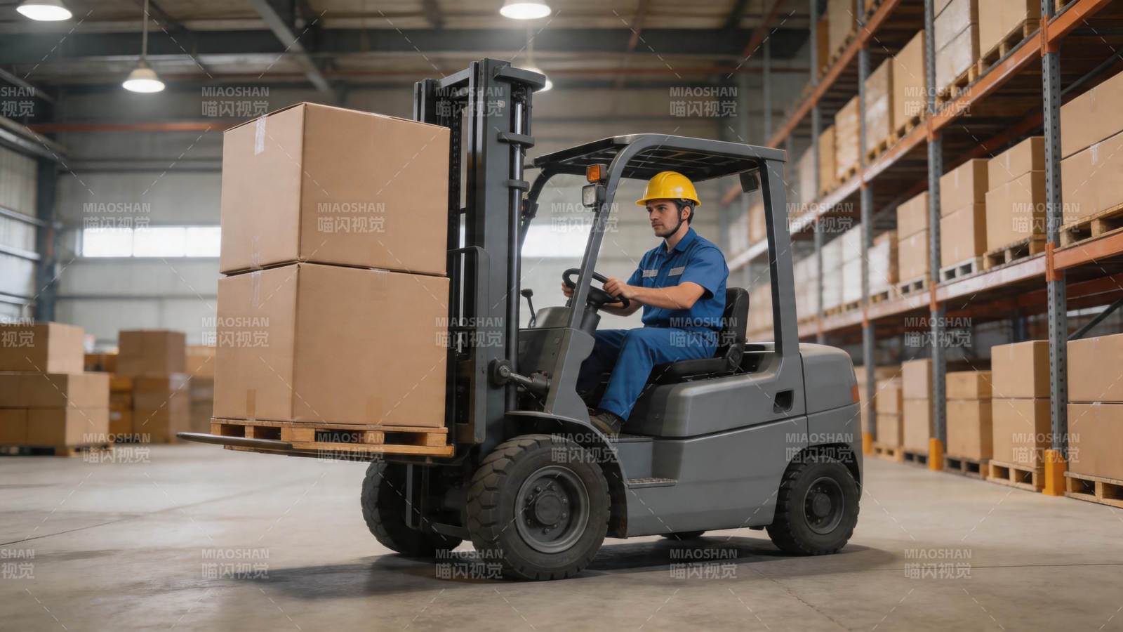 叉车工运货 仓库高效作业图片