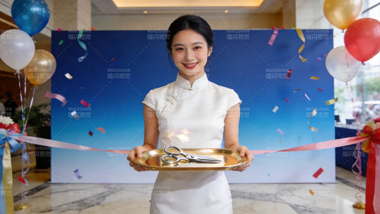 剪彩仪式 微笑迎宾图片