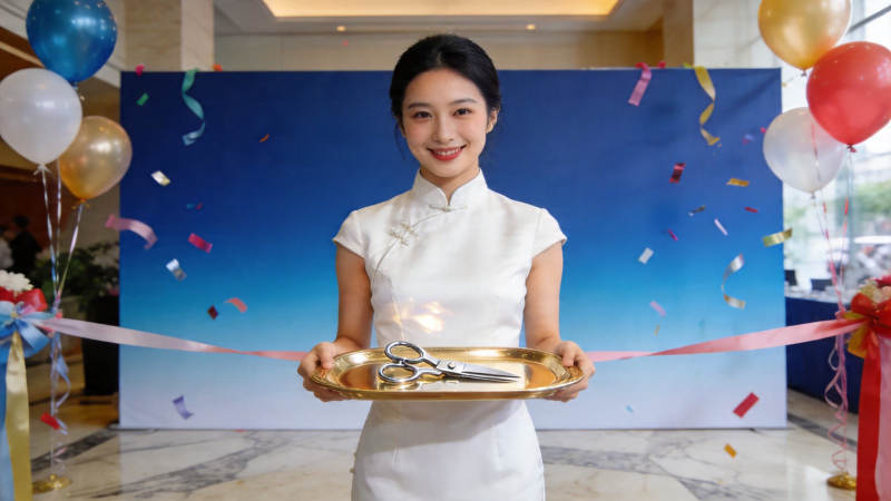 剪彩仪式 微笑迎宾图片