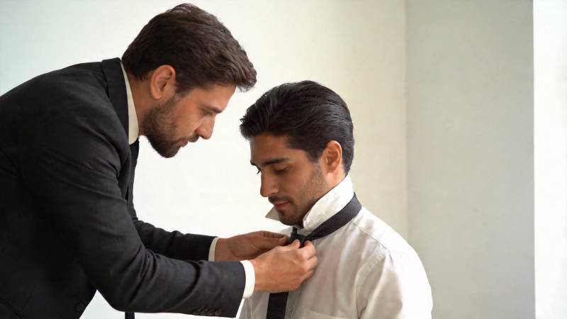 兄弟帮忙系领带图片