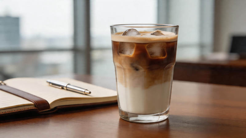 冰咖啡配笔记本 办公惬意时光图片