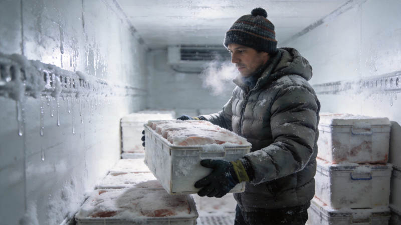 冷库搬运工严寒作业中图片