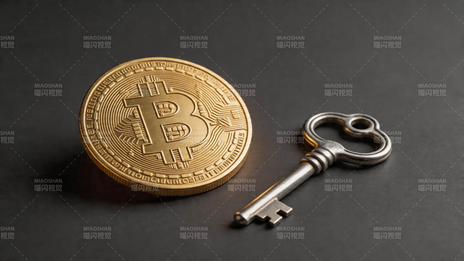 比特币与钥匙 安全象征图片