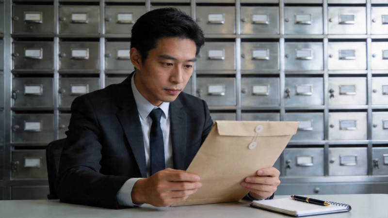 男子查阅档案文件图片