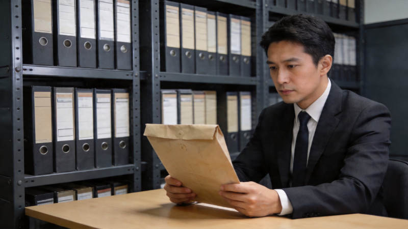 档案室中专注审阅文件图片