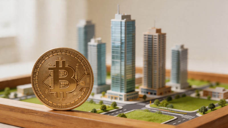 比特币与城市模型共景图片