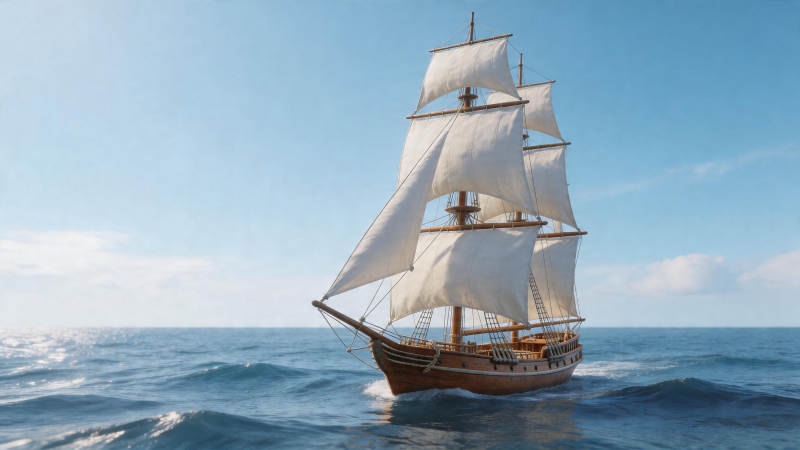 帆船航行于碧海蓝天间图片