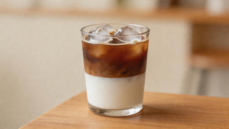 冰咖啡分层特写图片