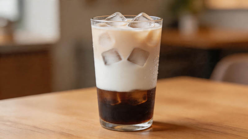 冰咖啡分层特写图片