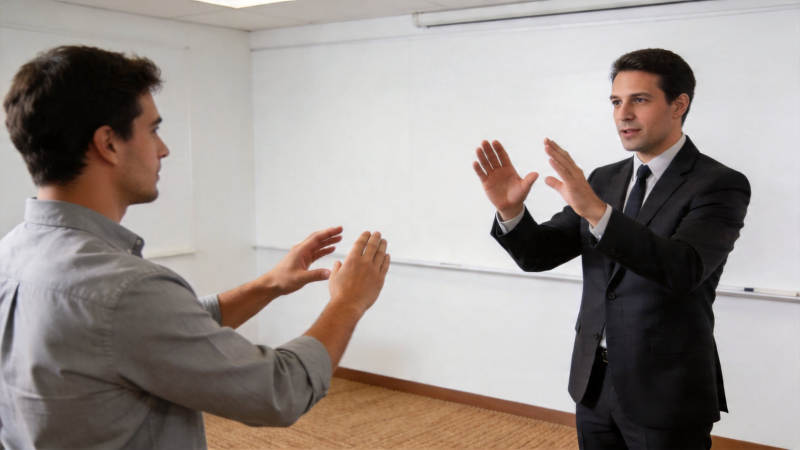 商务洽谈中 双方手势交流图片