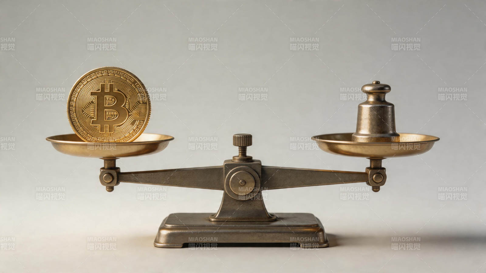 比特币与砝码天平称重图片