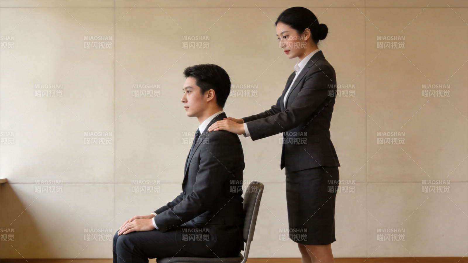 女上司为男下属按摩肩颈图片