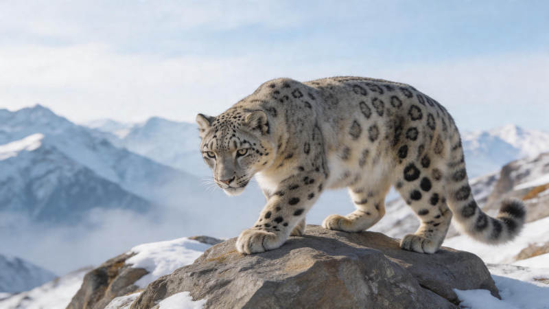 雪豹踏岩 雪山之王图片