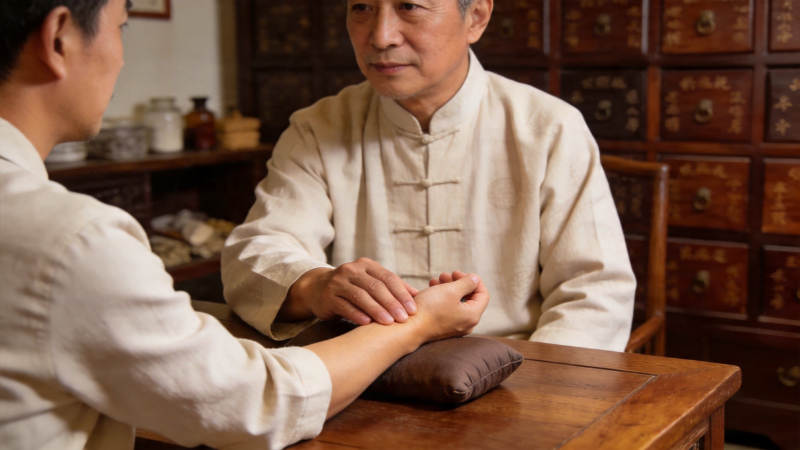 中医把脉诊病场景图片