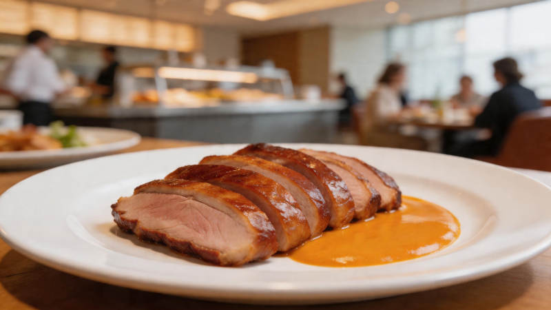 烤鸭配酱 餐厅美食特写图片