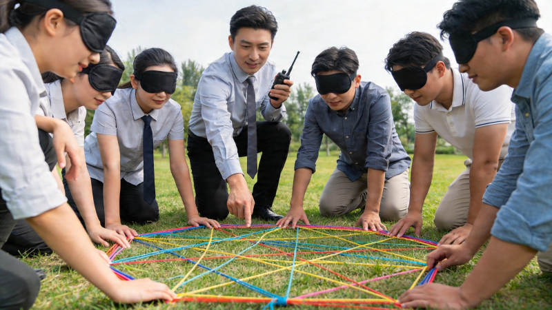 蒙眼协作 团队破冰游戏图片