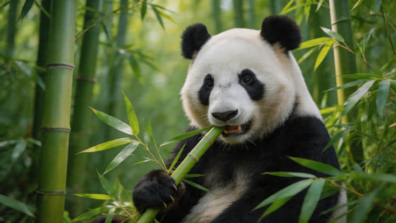 熊猫啃竹 绿意盎然图片