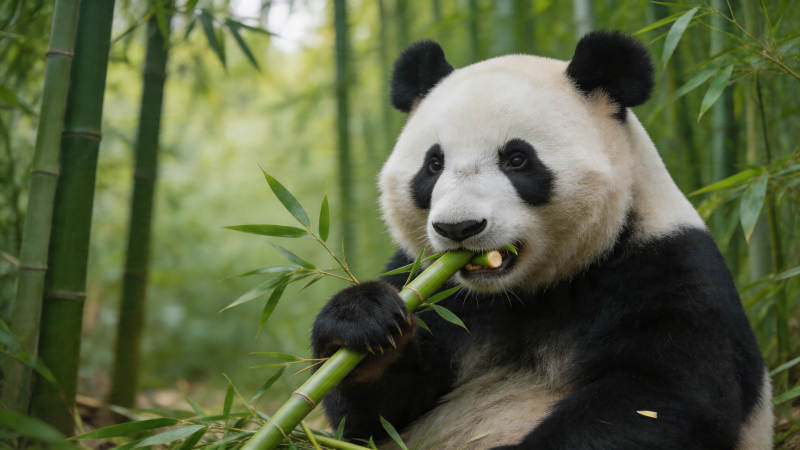 熊猫啃竹 萌态十足图片