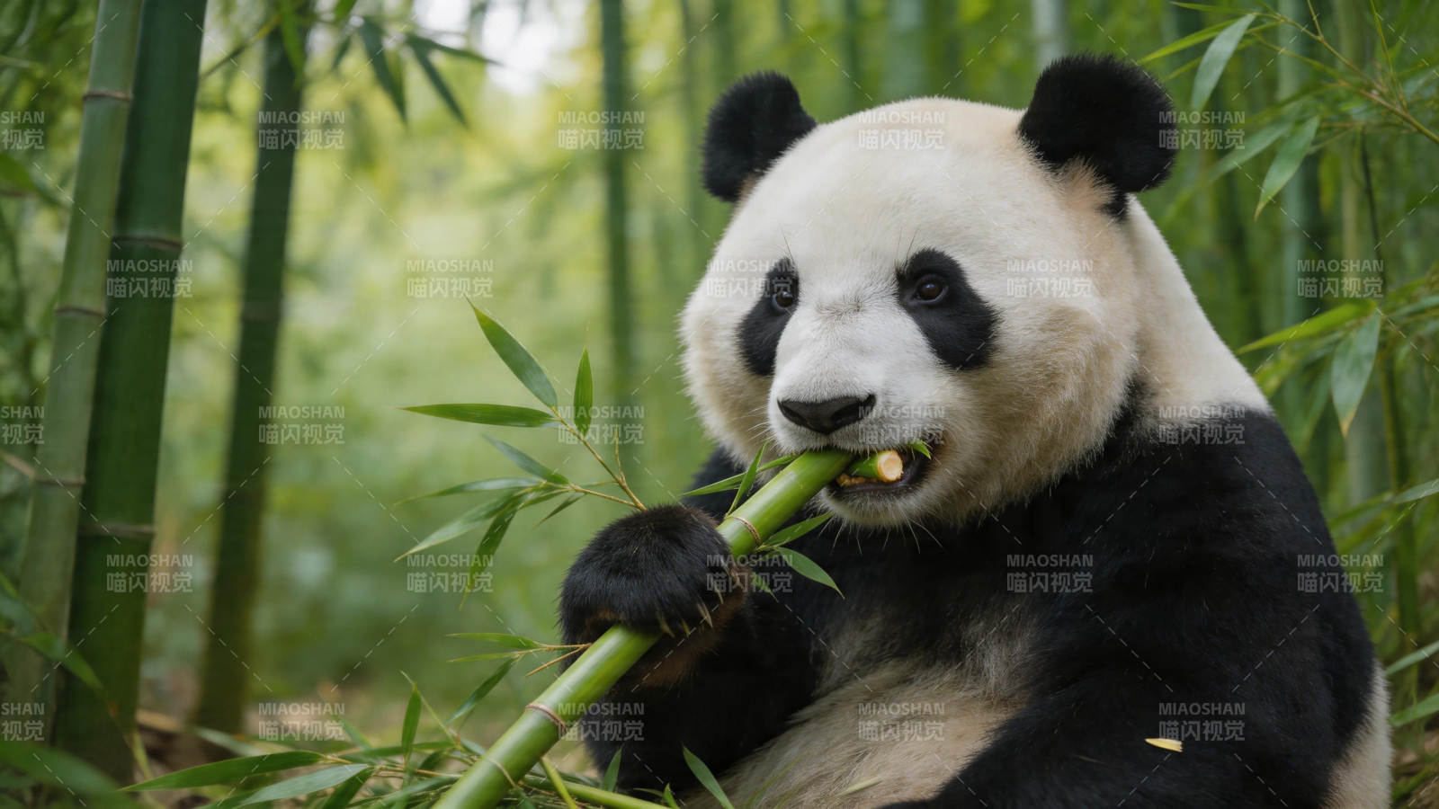 熊猫啃竹 萌态十足图片