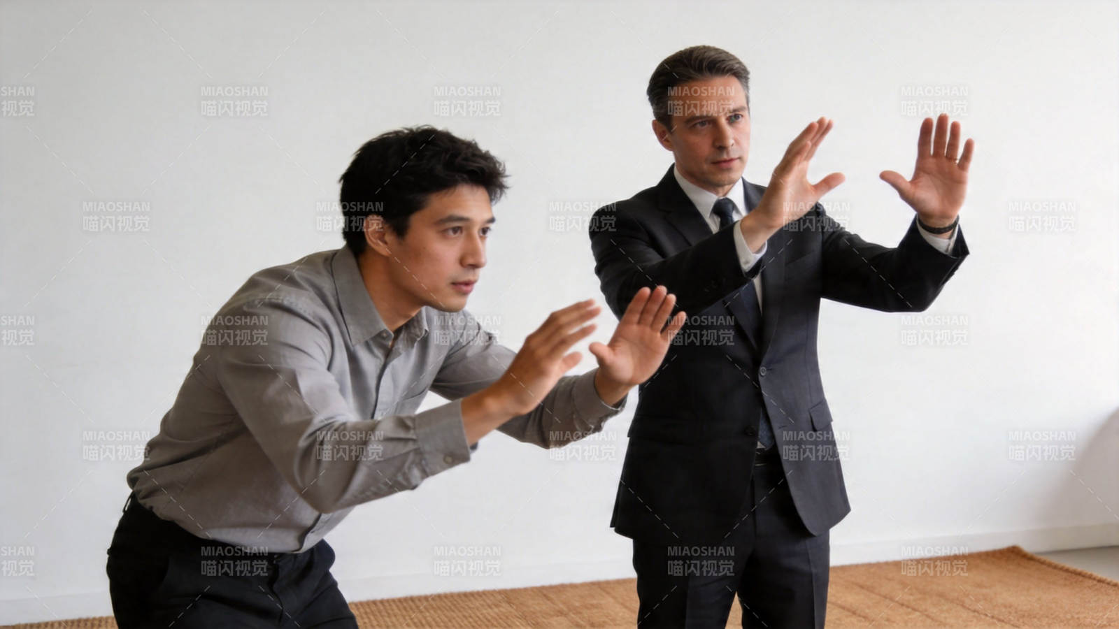 两人对峙 手势防御姿态图片