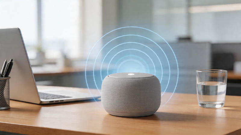 智能音箱办公桌面场景图片