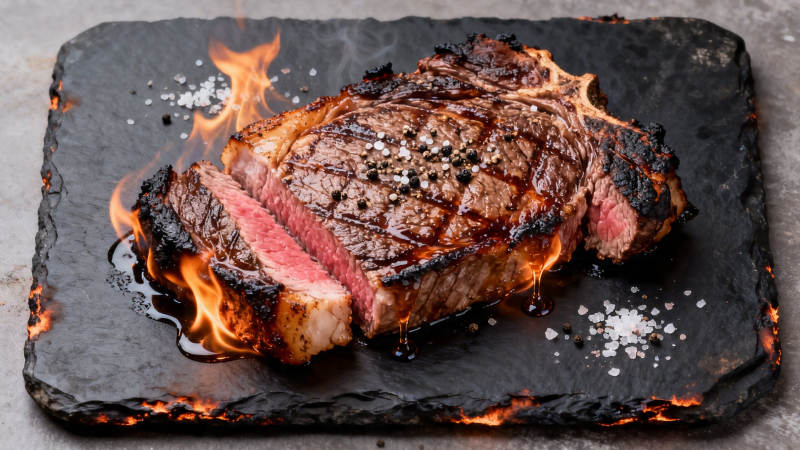 火焰炙烤牛排 香嫩多汁图片