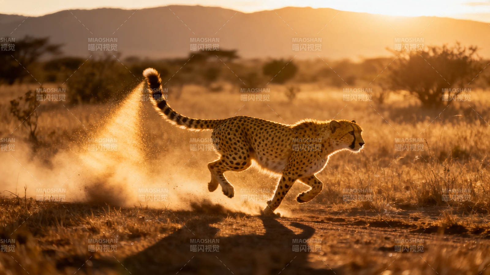猎豹奔袭 尘土飞扬图片