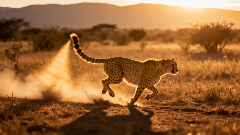 猎豹奔袭 尘土飞扬图片