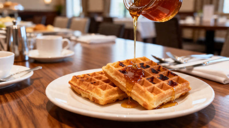 蜂蜜淋华夫饼 早餐诱惑图片