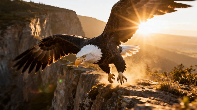 鹰击长空 日落山巅图片