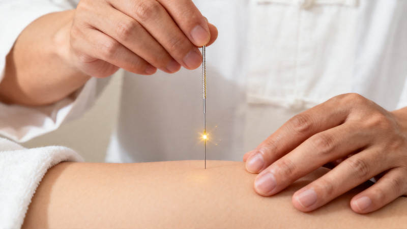 针灸治疗中 针尖发光特效图片