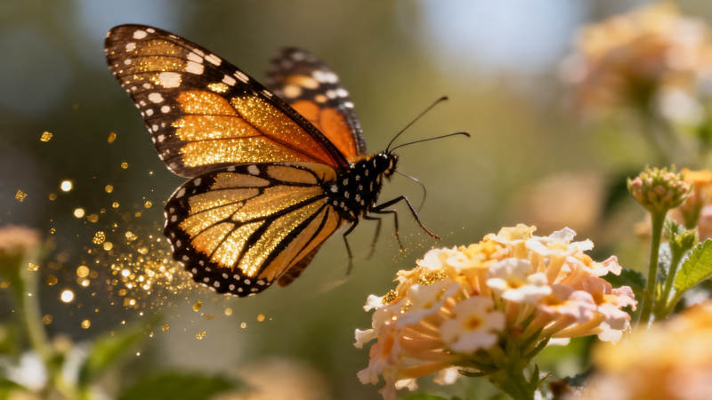 蝶舞花间 金粉飞扬图片