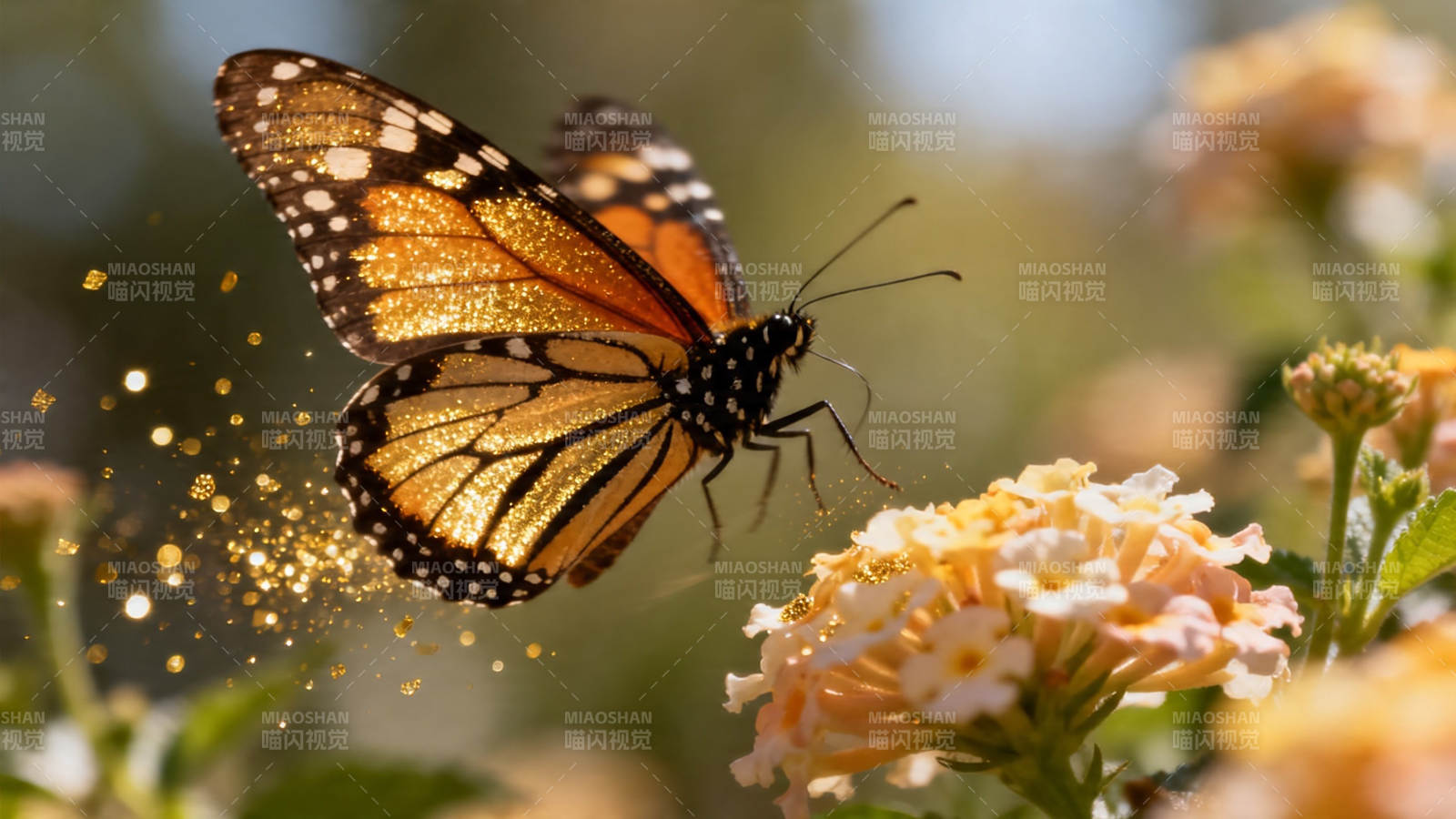 蝶舞花间 金粉飞扬图片