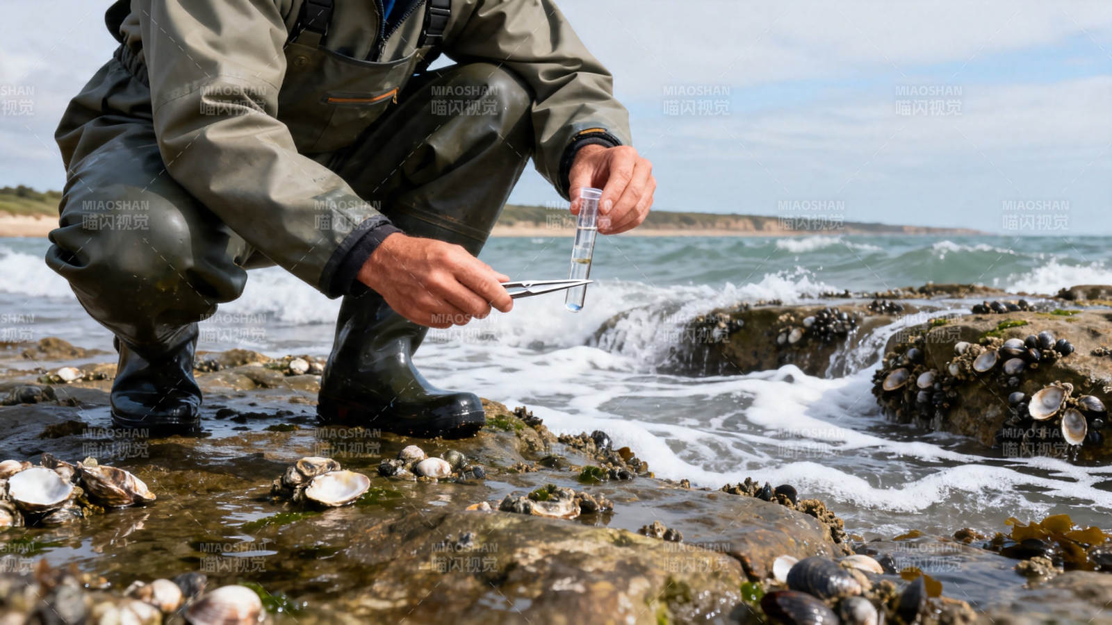 海边采样 科研人员在行动图片
