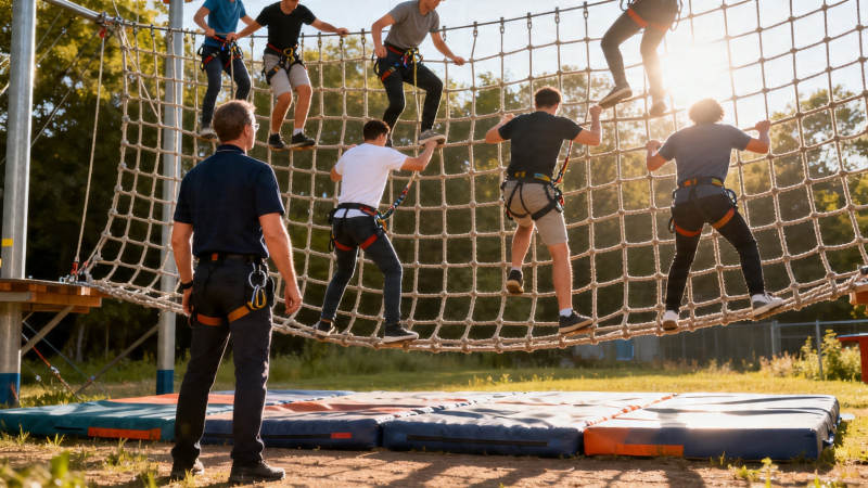 攀爬网挑战 团队协作中图片