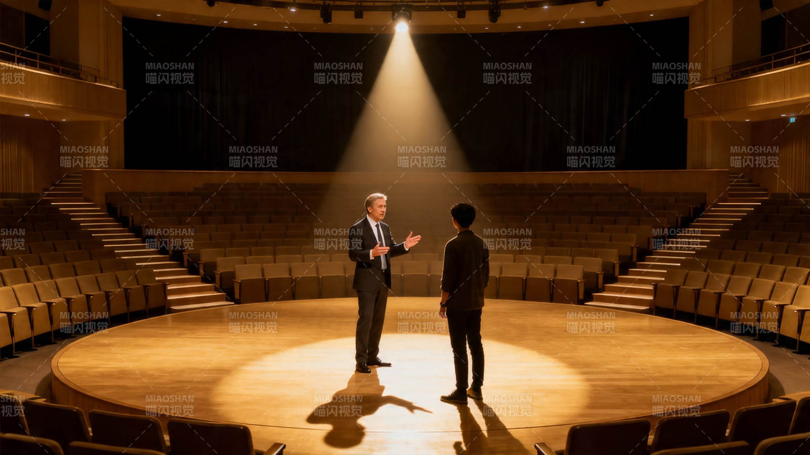 舞台对话 聚光灯下的交流图片