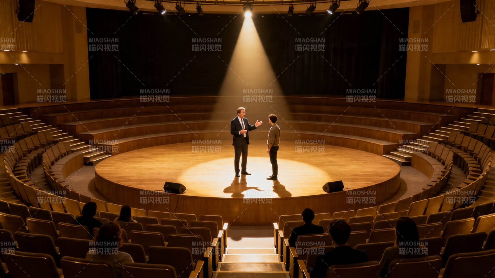 舞台对话 聚光灯下的交流图片