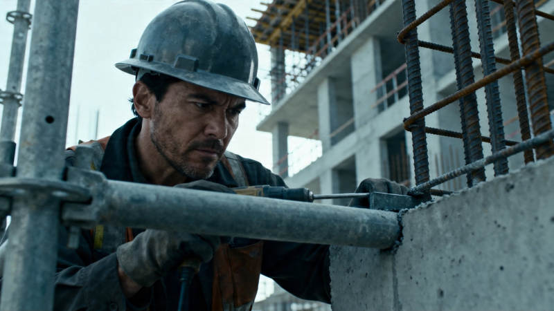 工地工人专注施工瞬间图片