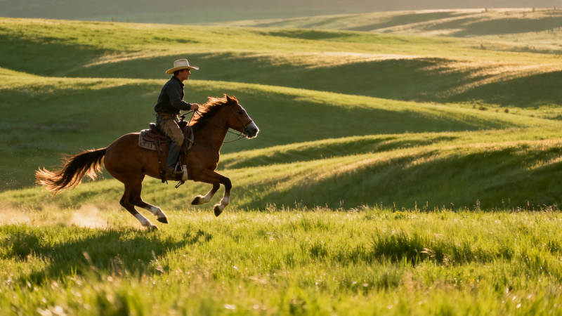 草原骑手策马奔腾图片