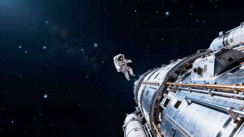 宇航员太空行走修飞船图片