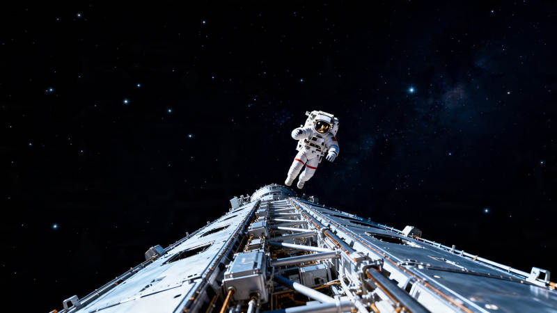 宇航员太空行走图片