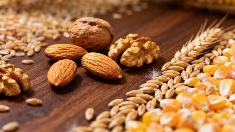 坚果谷物玉米丰收图景图片