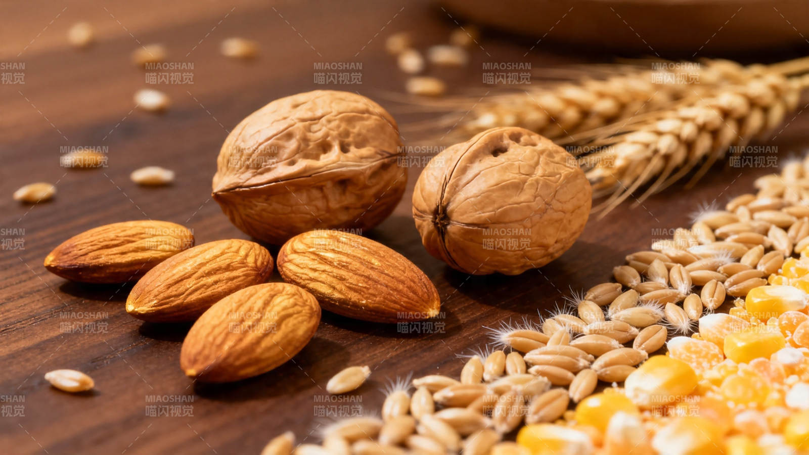 坚果谷物丰收图图片